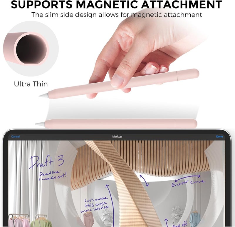Ahastyle Silicone Case for Apple Pencil (USB-C) 2023 Ultra Thin Protective Cover Skin Apple Pencil Sleeve Anti-Slip Grip Compatible with Apple Pencil USB C (Pink) - Image 3